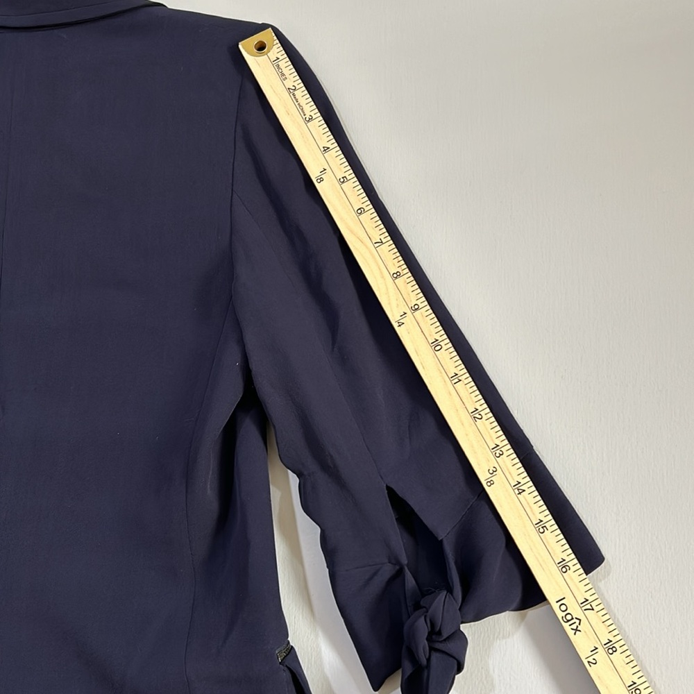 Z SPOKE ZAC WOMEN POSEN SILK BLAZER HALF SLEEVE NAVY BLUE SIZE 4 - Picture 7 of 12